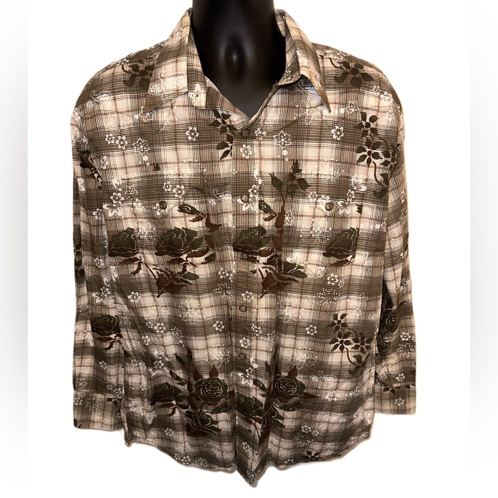 Panhandle Slim BROOKS & DUNN Collection Floral Plaid Snap Western Shirt